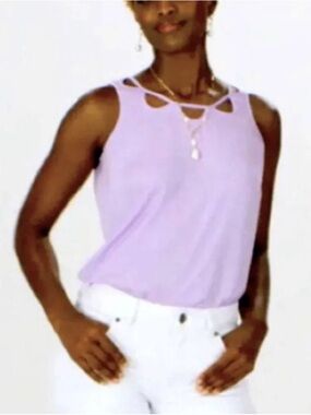 Cabi CutOut Sleeveless Lilac Tank Top - Women